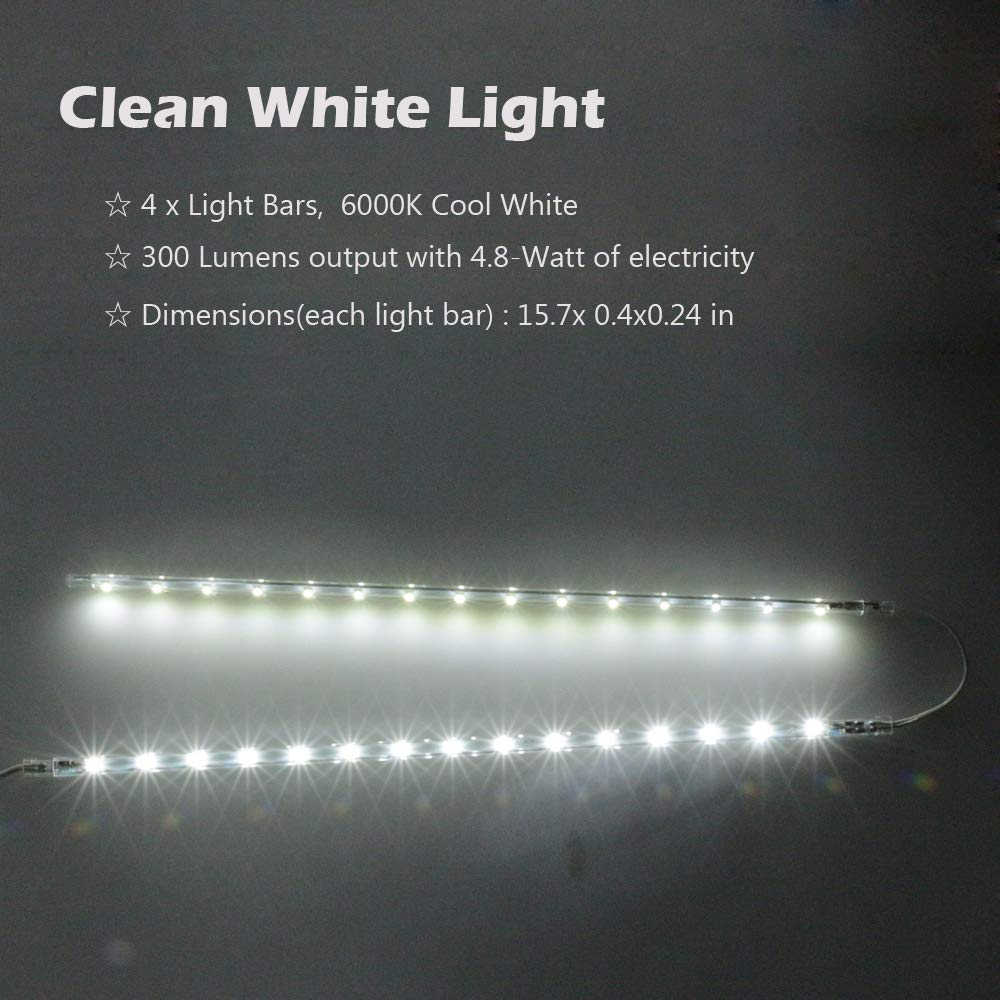 Cefrank LED Display Light Bar Kit - 4x 16in Linkable Strip Lights - Cool White 6000K - Plastic - Model H9-135W