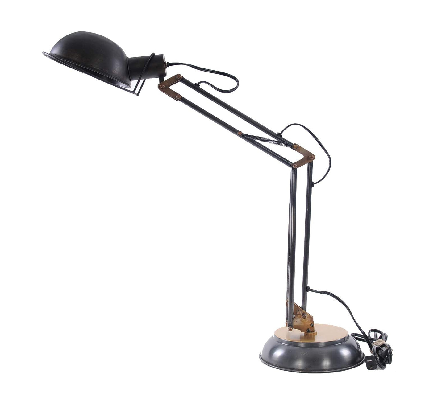 HomeRoots Brass Table Lamp - 8in x 14in x 33in, Metal, Round Base, Model HRF-364202