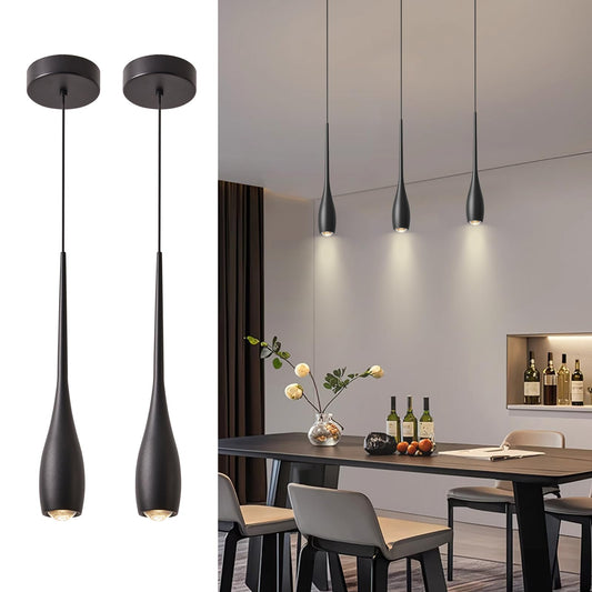 Julin Home Black Pendant Lights Kitchen Island  Modern Led Pendant Light Fixtures  Small Mini Pendant Lighting Dimmable Hanging For Bathroom  Bar  Dining Room  Bedroom(2-Pack)