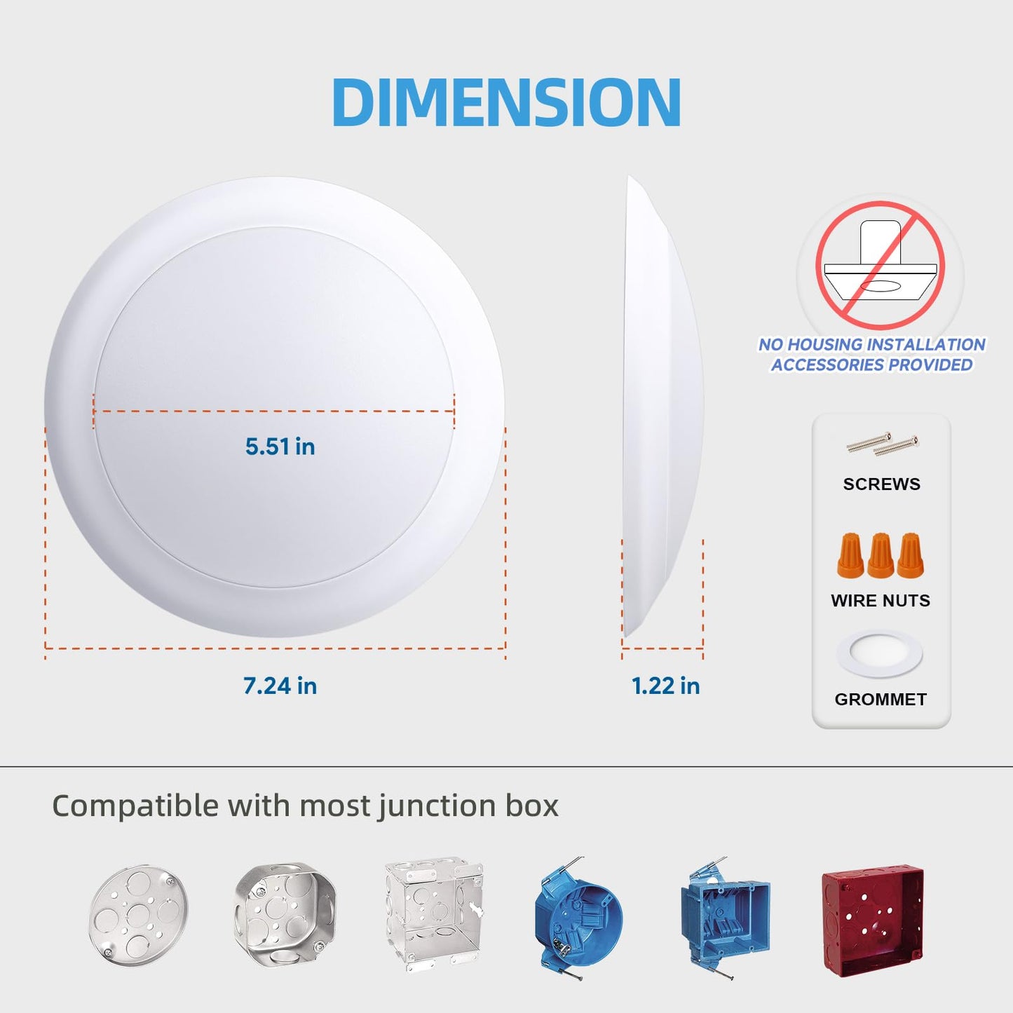 Ecoeler 5/6 Inch Led Disk Lights  Dimmable Flush Mount Disc Downlight  16.5W  1100Lm  3000K Warm White  Low Profile Recessed Can Lighting For Bedroom  Office  Garage  Etl & Fcc  24 Pack