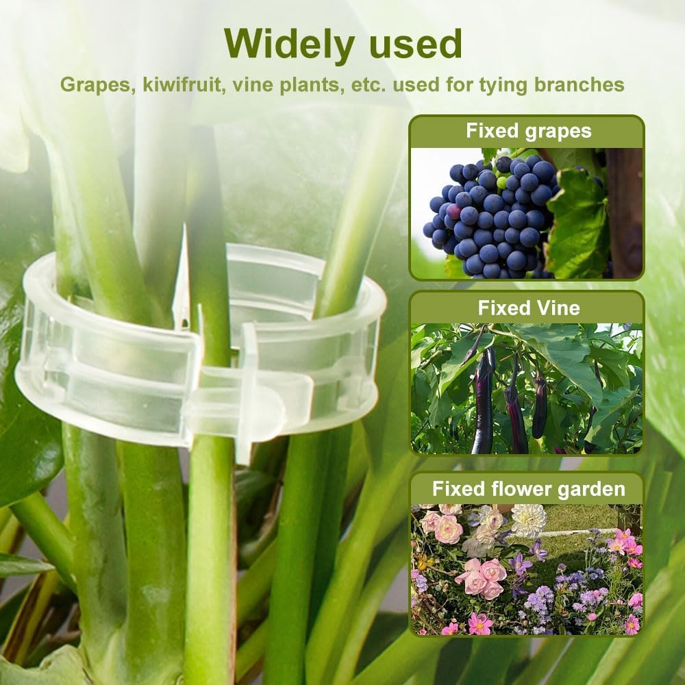 100 PCS Secured Plastic Plant Clip, Plant Support Clips, Garden Clips for Climbing Plants, Plastic Trellis Clips Plant Support Clips Tomato Grape Vine Vegetables Plant Fixing Clips (100, Black)