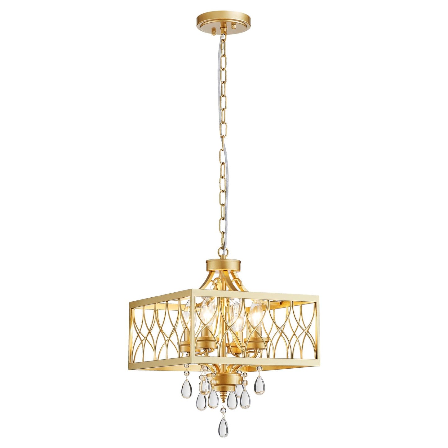 Farmhouse Crystal Chandelier Gold Modern K9 Crystal Ceiling Chandelier Lighting Fixture  Hanging Pendant Light Fixture  Kitchen Island Lighting For Dining Room Living Room Entryway Bedroom Hallway