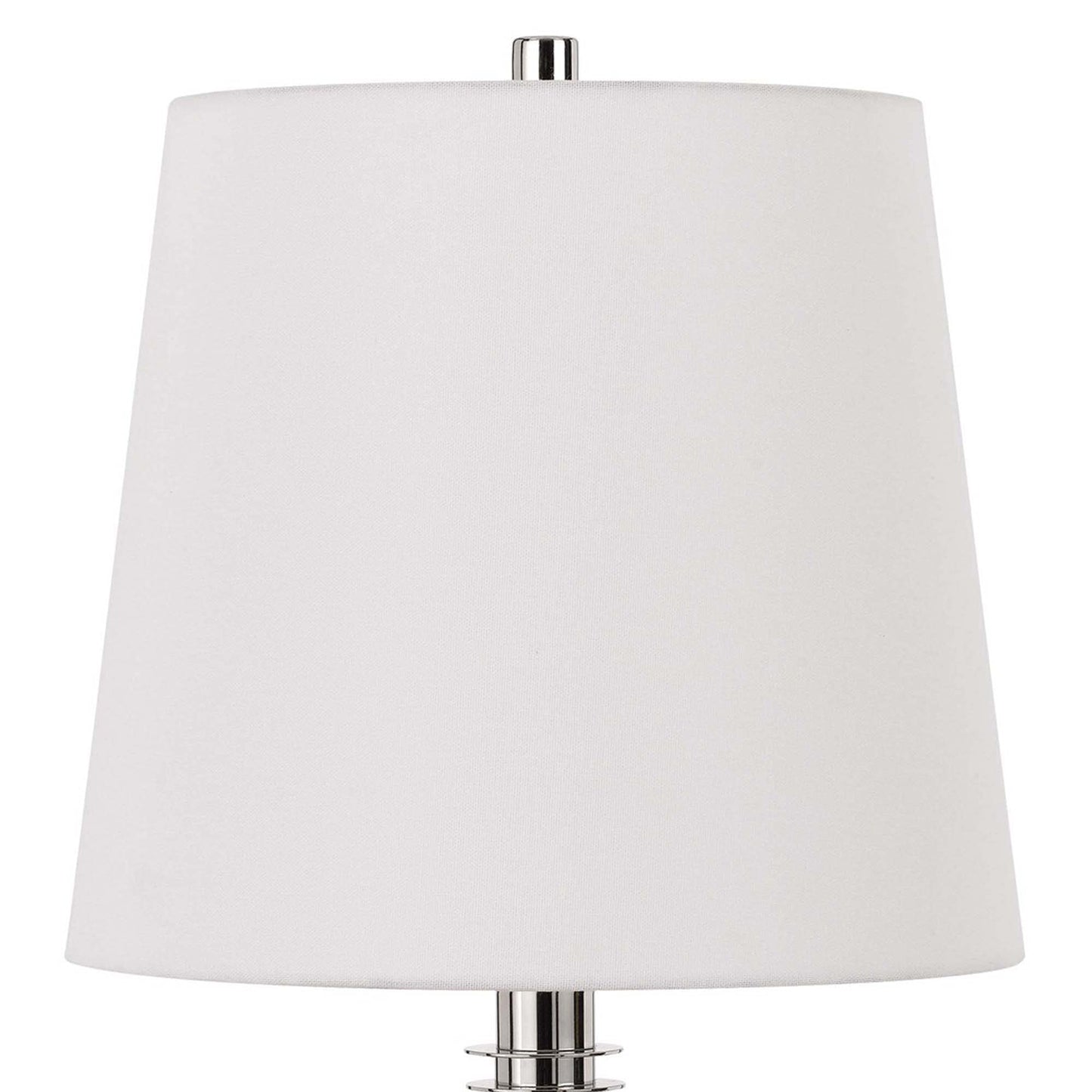 Benzara Table Lamp with Textured Glass Ball Accent, Model BM241799, White and Chrome