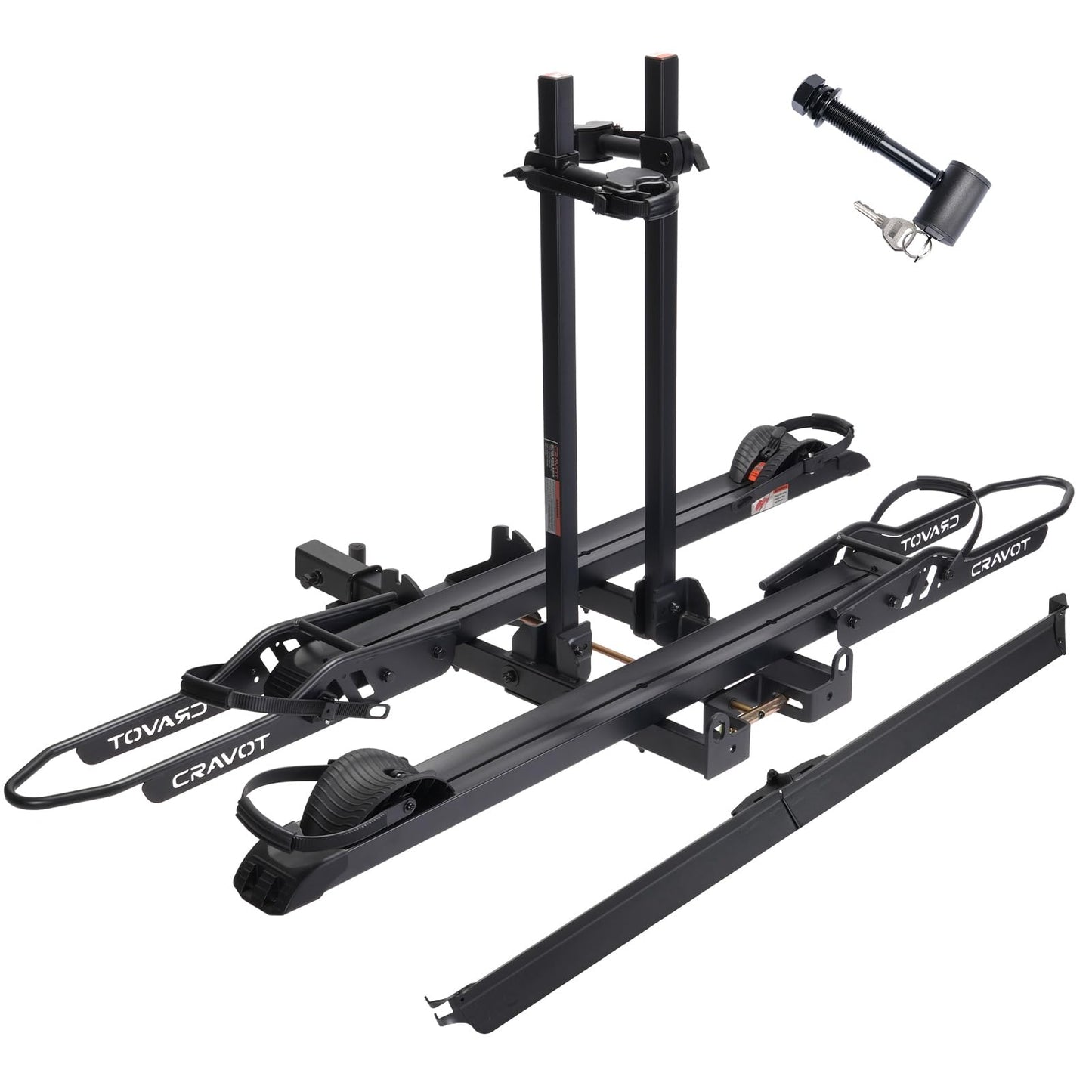 CRAVOT CyberRack S2 Ebike Rack, 300 lbs Capacity Foldable Bike Racks for Tow Hitch Heavy Electric Bike Carrier for 2 E-Bike, Up to 5-inch Fat Tire 2'' Receiver