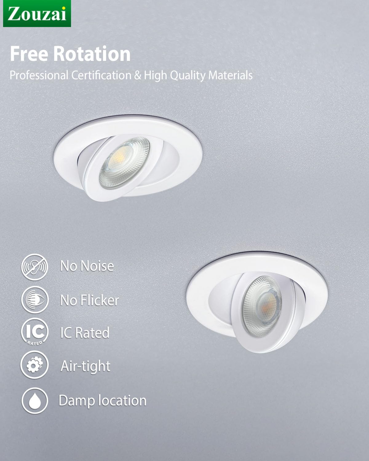 Zouzai 2 Inch Adjustable Mini Led Gimbal Light  5Cct Selectable  360 Rotation & 90 Tilt For Precise Lighting  Accent Or Ambient Illumination In Kitchen  Living Room  Cabinet (White  12 Pack)