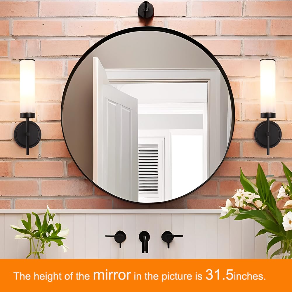 Matte Black Wall Sconces Set Of 2  Modern Bathroom Sconces Wall Lighting With Opal White Glass  Vanity Light Fixtures For Bathroom  Wall Mount Lights For Living Room Bedroom Hallway  Hardwired