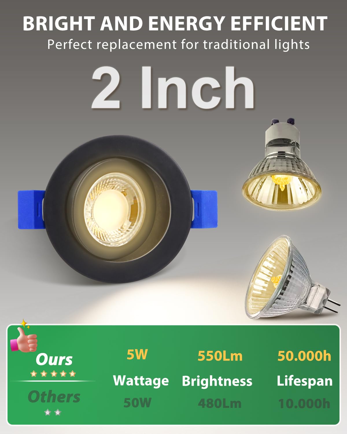 Zouzai 2 Inch 5Cct Gimbal Black Led Recessed Lighting With Junction Box  360+90 Adjustable Led Recessed Lights  2700K/3000K/3500K/4000K/5000K  5W Eqv 50W  550Lm Brightness - Etl (Black  12 Pack)