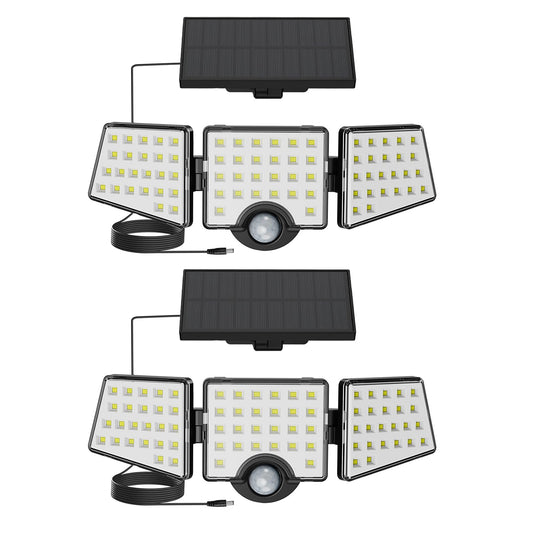 Lepro Solar Lights for Outside, Motion Activated, 3 Adjustable Heads, IP65 Waterproof, Black, Model PR640004-DW-2, 2 Packs