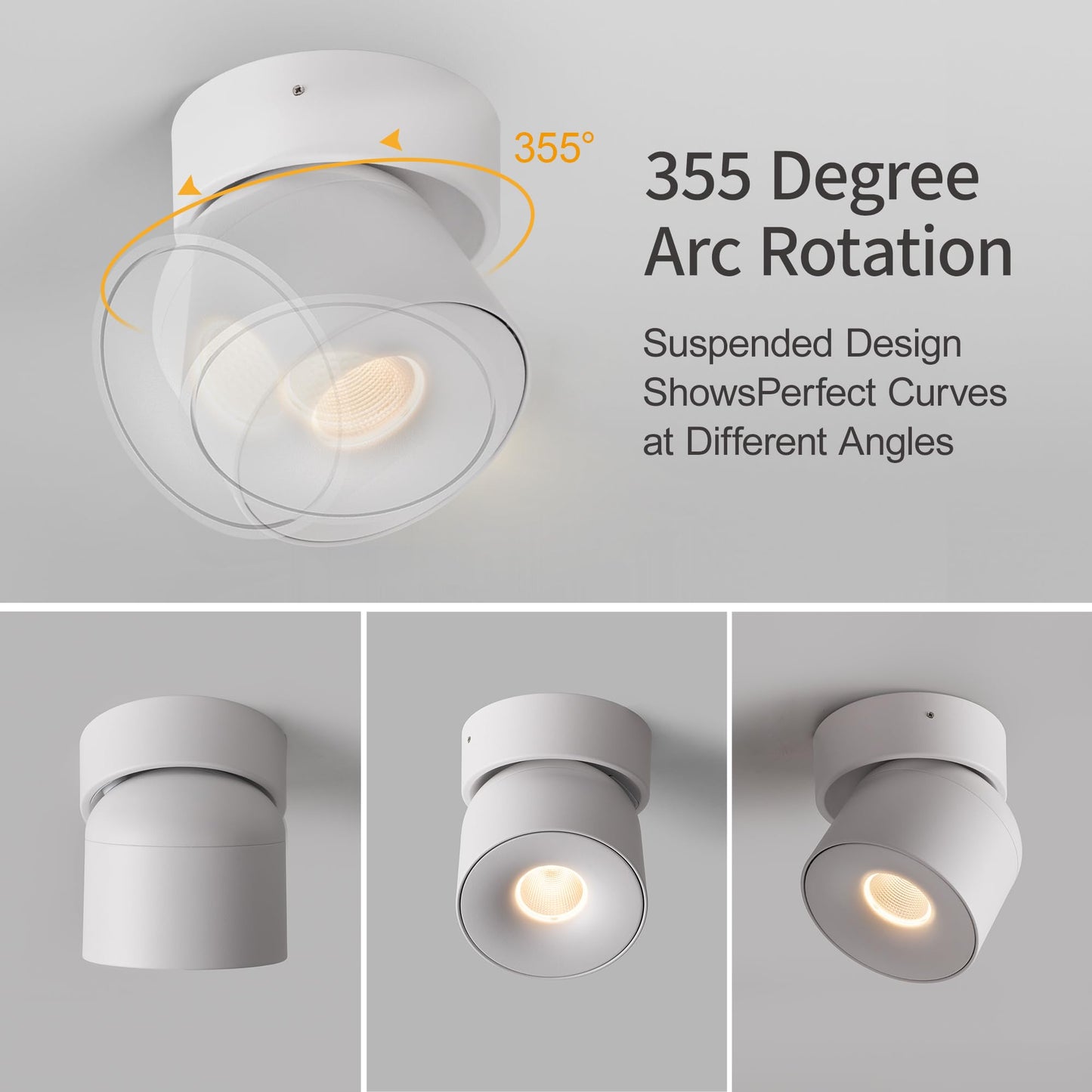 Aisilan Dimmable Ceiling Spotlight  Modern Led Wired Spotlight Indoor 15W Spot Light 350 Directional Lighting  Wall Spot Lights For Picture Panting Living Room Bedroom  3000K Cri 97  White