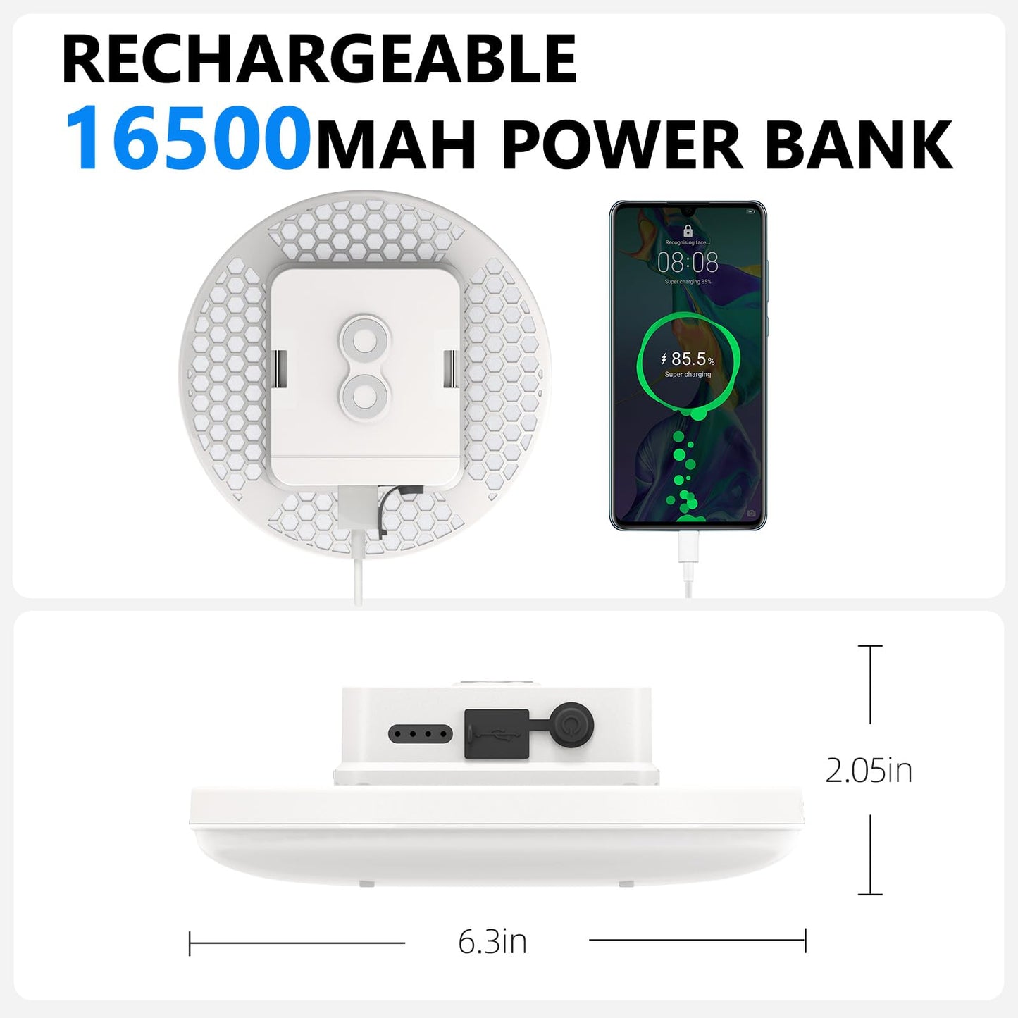 16500Mah Camping Tent Light  4000Lm 3 Color Lighting Modes Ipx5 Waterproof Led Hanging Tent Lantern Rechargeable Emergency Portable Magnet Outdoor Wireless Camping Lights