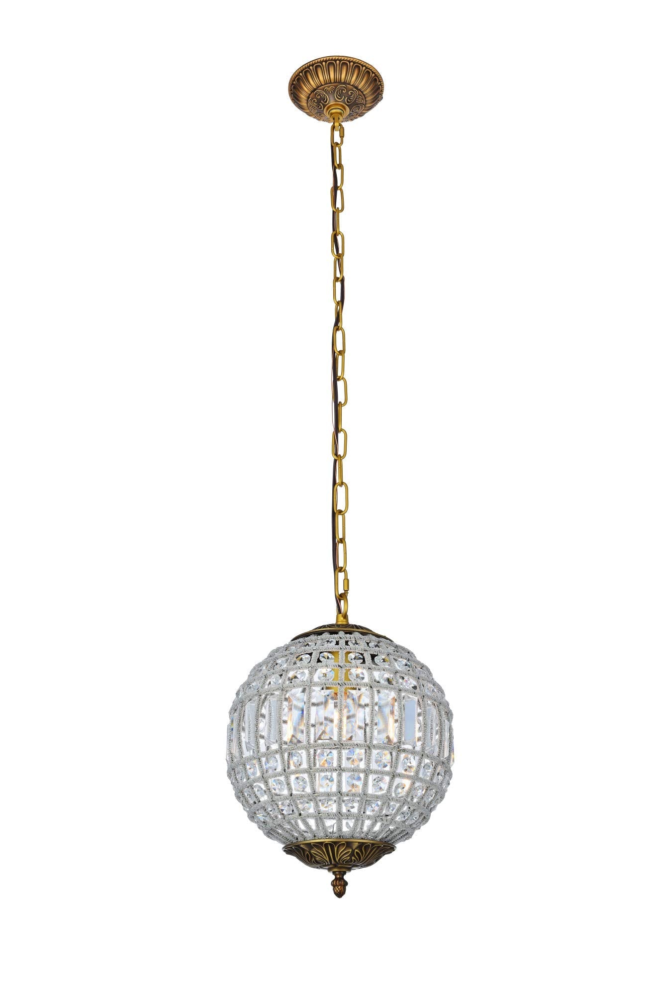 Elegant Lighting 1-Light Pendant Lamp, Royal Cut Crystal, 12in Depth x 18.5in Height, Dark Bronze Finish, Model 1205D12DB/RC