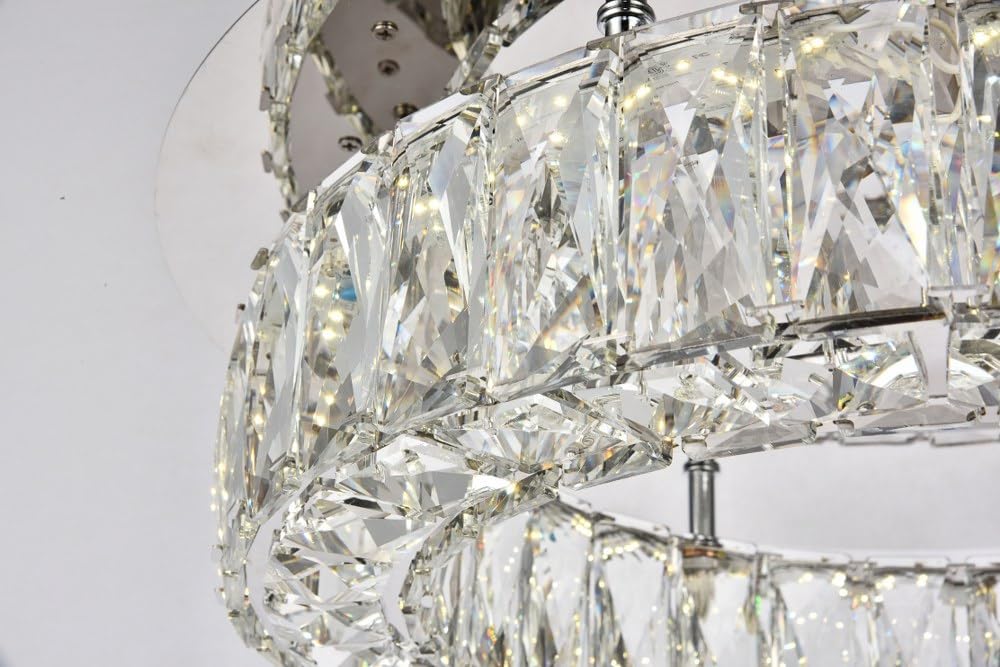 Elegant Lighting Monroe LED Flush Mount Light, Chrome, Crystal, 17.7inx17.7inx5.1in, Model 3503F18C