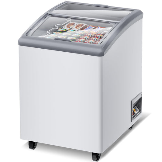 5.5 Cu.Ft Ice Cream Freezer Commercial 23 Inch Display Case Chest Freezers Restaurant Gelato Dipping Cabinet with 2 Large Displayed Baskets