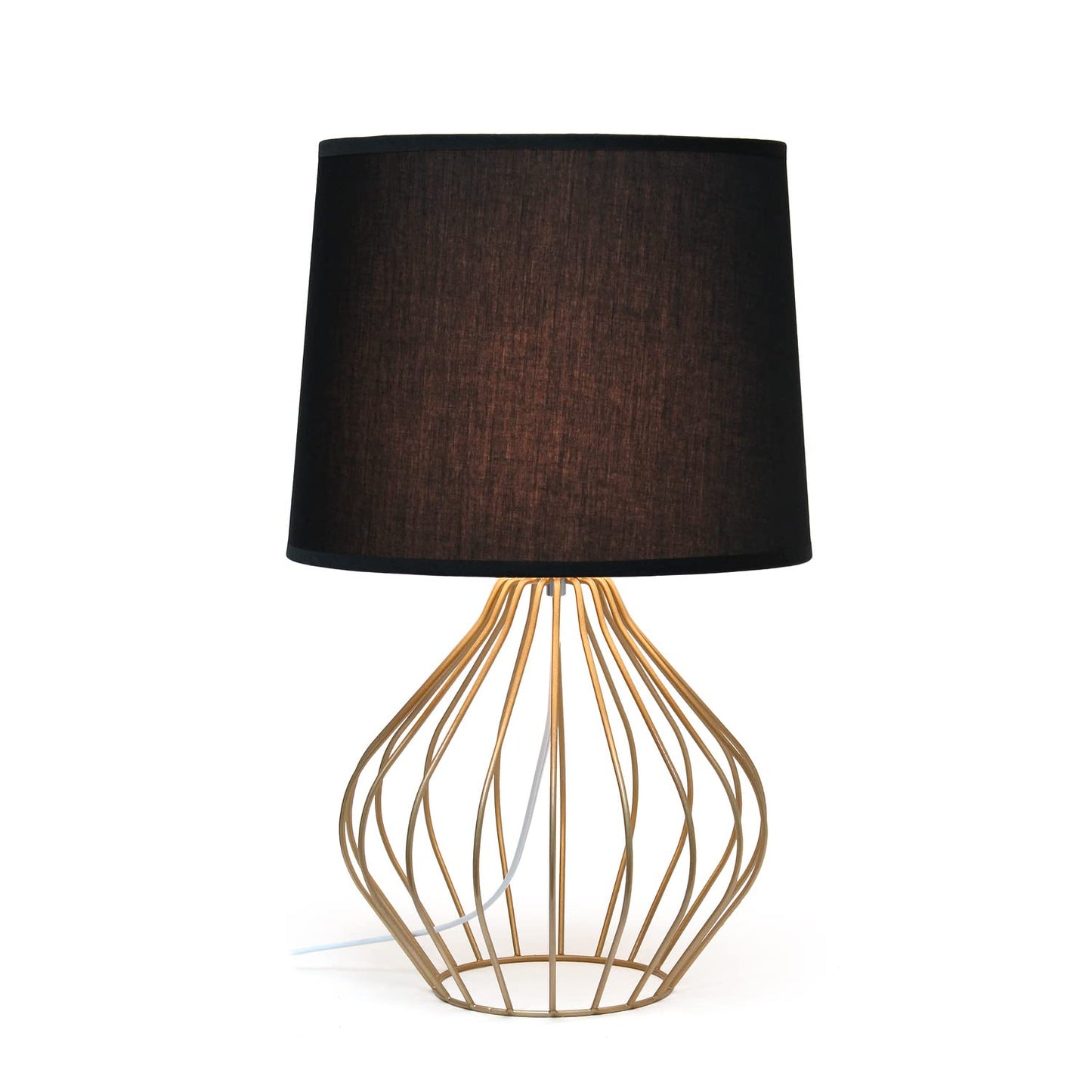 Simple Designs LT2086-BOC Bedside Table Lamp, Iron, Copper/Black, 12.25inL x 12.25inW x 19.75inH