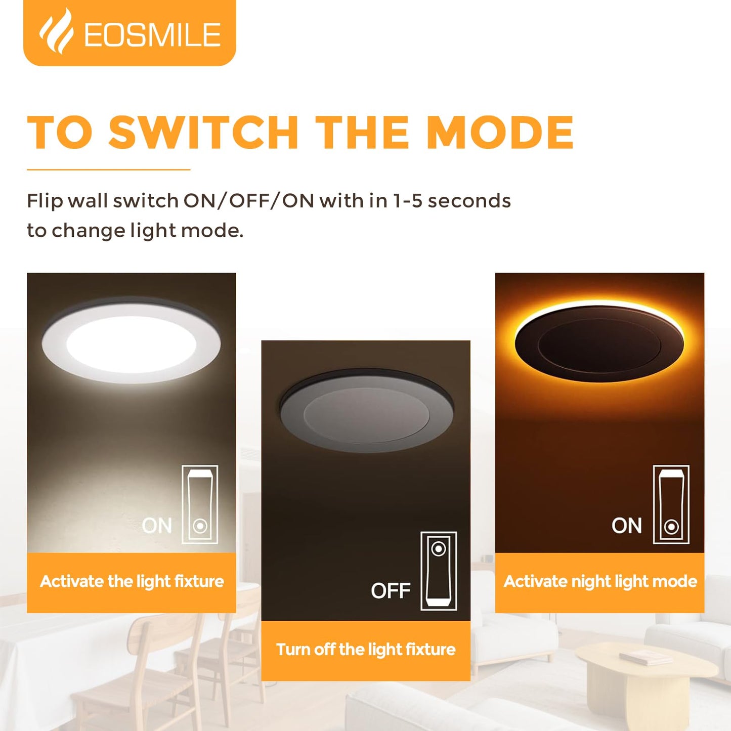 Eosmile 12 Pack 6 Inch Black 5Cct Led Recessed Light With Night Light  Dimmable Canless Wafer Downlight Etl&Fcc  2700K 3000K 3500K 4000K 5000K Selectable Ultra-Thin Lighting  12W  120V  1100Lm