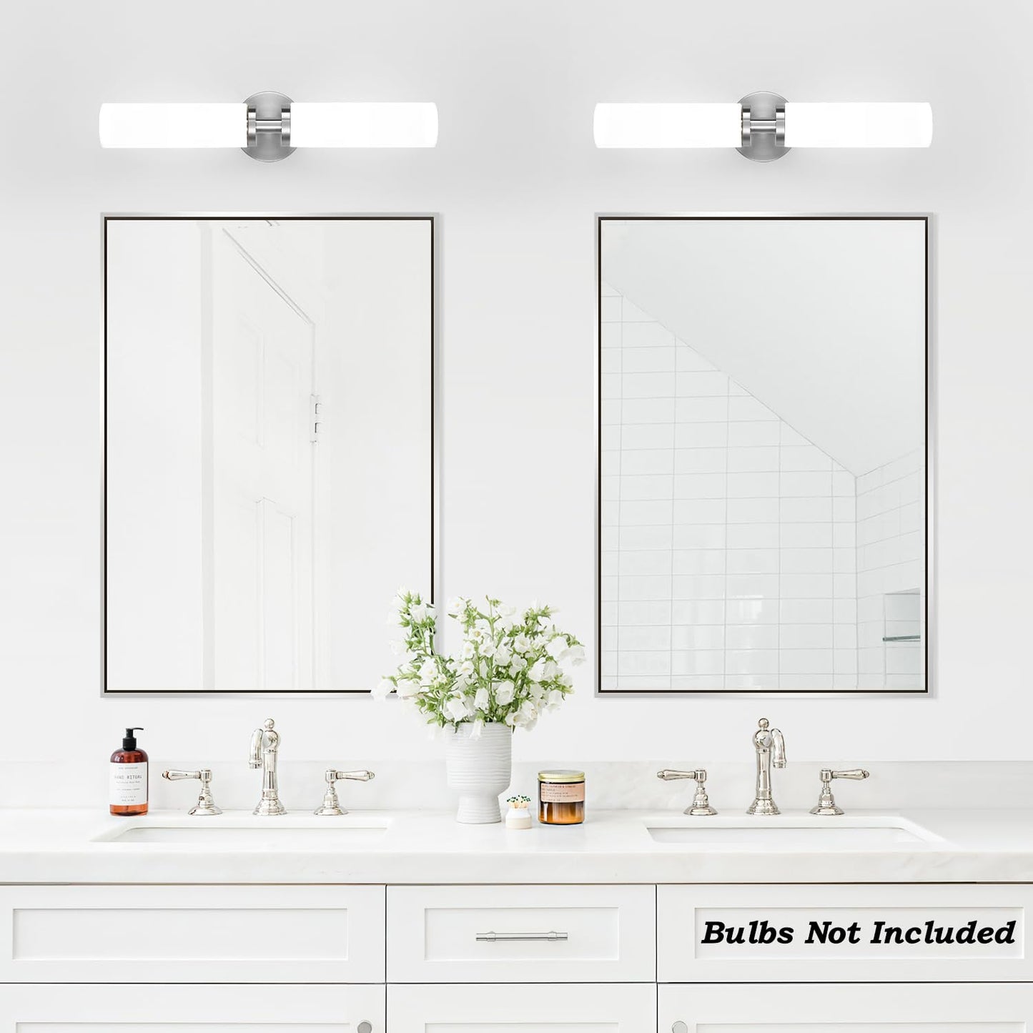 Indoi Wall Sconces Set Of Two  Brushed Nickel Gold Bathroom Sconces Wall Lighting With Milky White Glass  Modern Sconces Wall Decor Set Of 2 Bathroom Light Fixtures For Mirror Living Room Bedroom