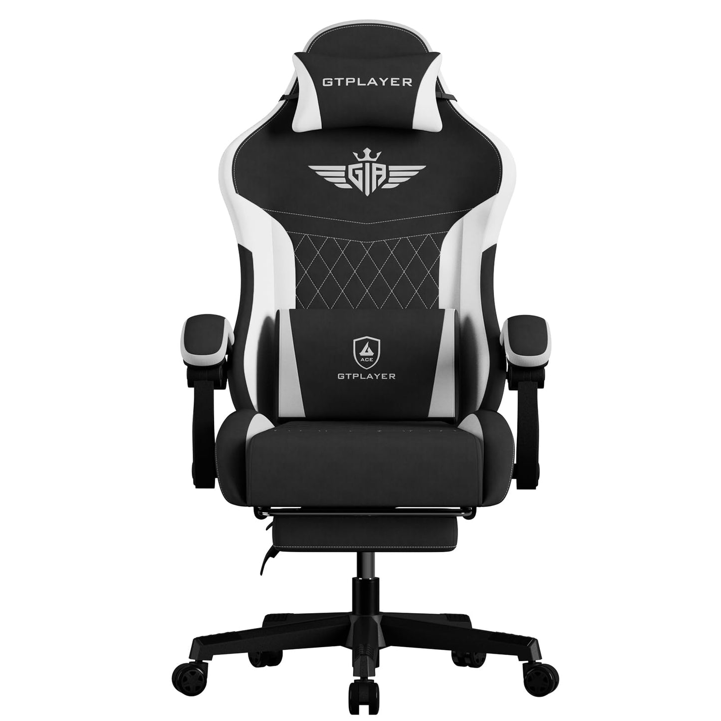 GTPLAYER Gaming Chair, Video Game Chairs with Footrest and Lumbar Support, Computer Chair for Adults with Extended Backrest, Ergonomic Reclining Silla Gamer, Fabric, Black