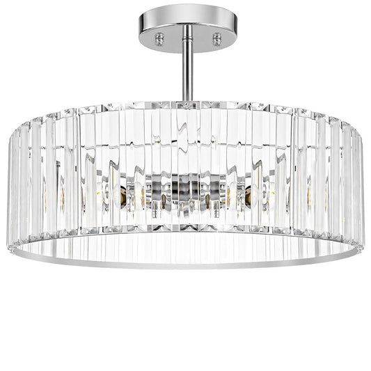 Lxybcce Modern Crystal Ceiling Light Fixture  Semi Flush Mount Ceiling Light  Chrome Hallway Lighting Fixtures Chandelier  Crystal Chandelier For Kitchen Bedroom Dining Room Closet  5-Light  16 Inch