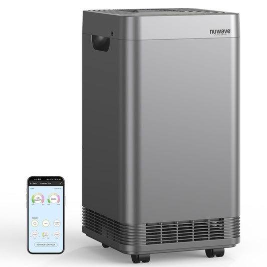 Nuwave Forever Plus Air Purifier for Home with Washable Filter, Massive Areas up to 3,210 Sq Ft, Never Replace Air Filter System, Zero Waste, Zero Filter Replacements, Smart WiFi, 18dB Ultra-Quiet