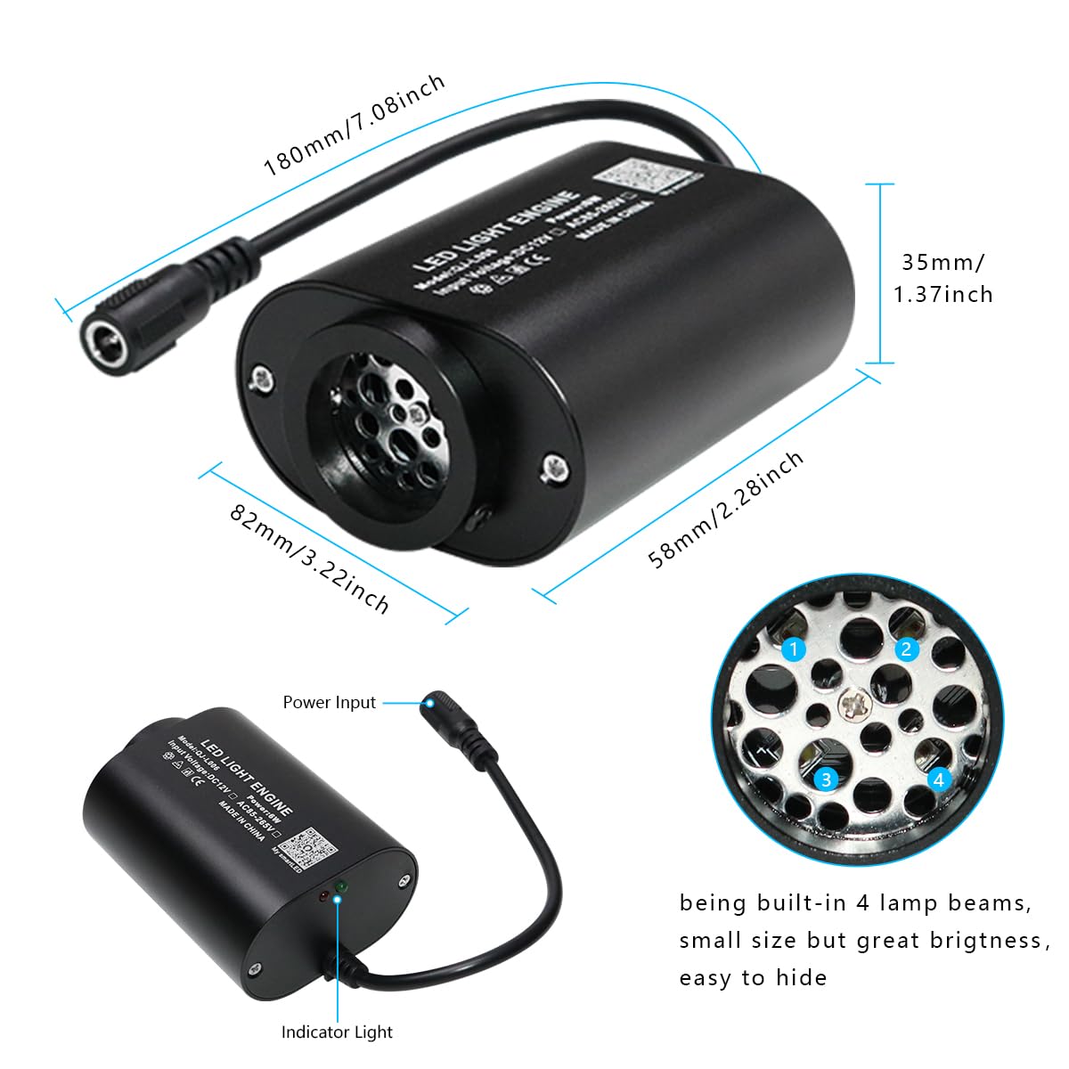 Azimom Mini 6W Twinkle Fiber Optic Starlight Box Sound Activated Rgbw Fiber Optic Light Source App/Remote Control Light Engine Driver For Car Home Ceiling Star Lighting Decor