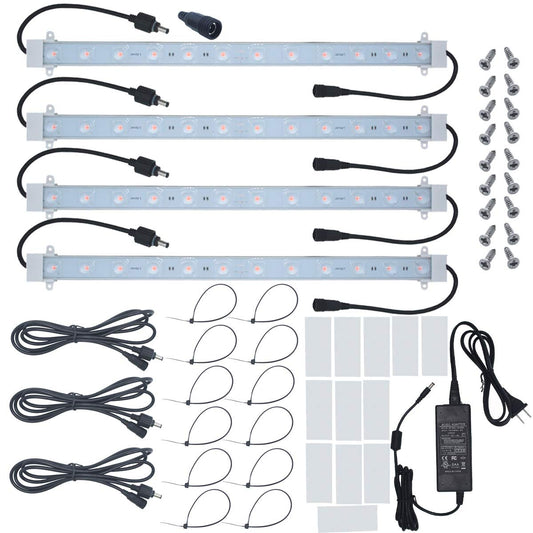 Litever Grow Light Strip Kit 45W, 4 pcs 16in LED Strips, Aluminum, Small, Grow Light, Model LL-GLS-4S