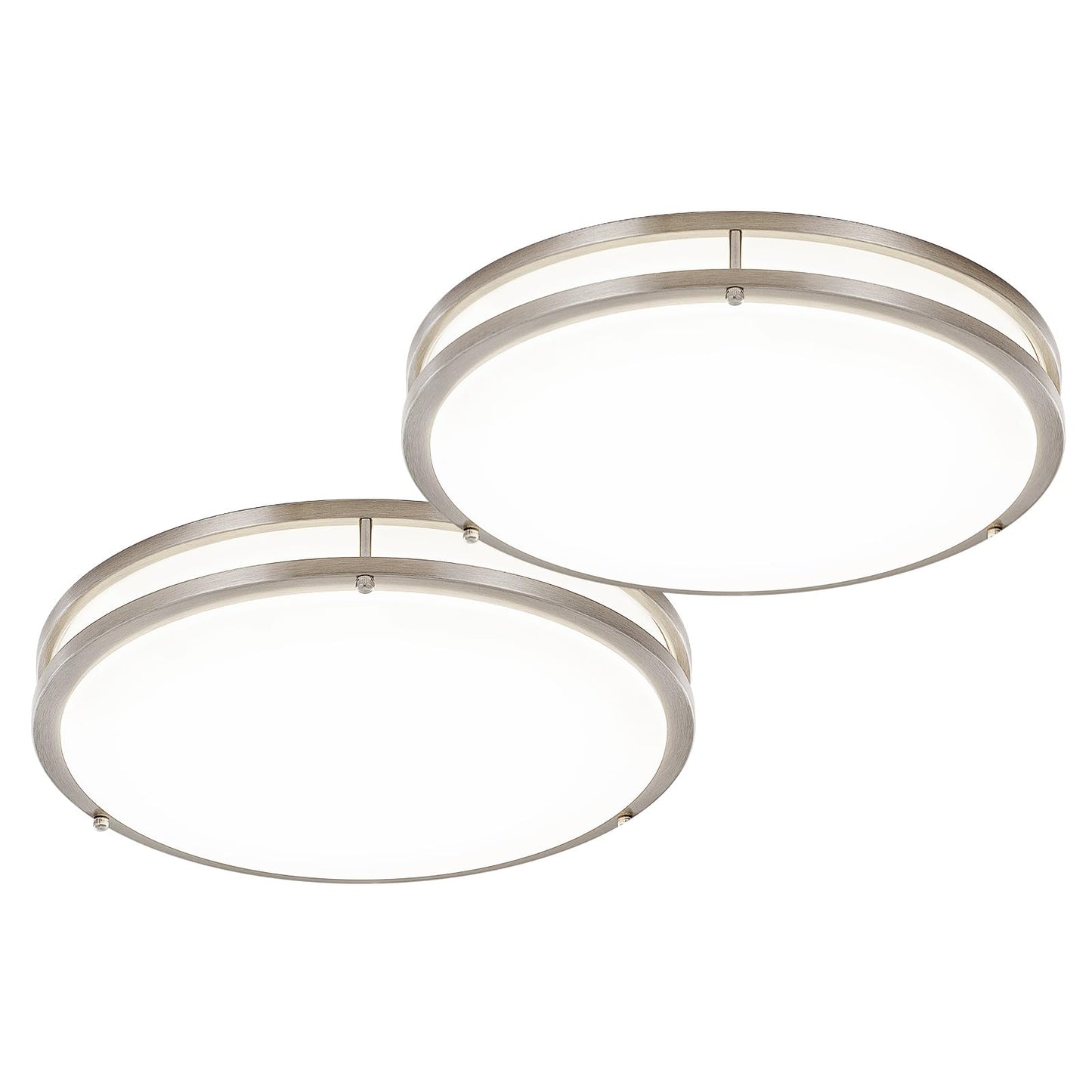 Dllt 2Pack Flush Mount Led Ceiling Light: 16 Inch 5Cct (3000K-6000K) & Dimmable Ceiling Light Fixtures For Bedroom Hallway - 36W Modern Brushed Nickel Super Bright Kitchen Lighting Fixtures Ceiling