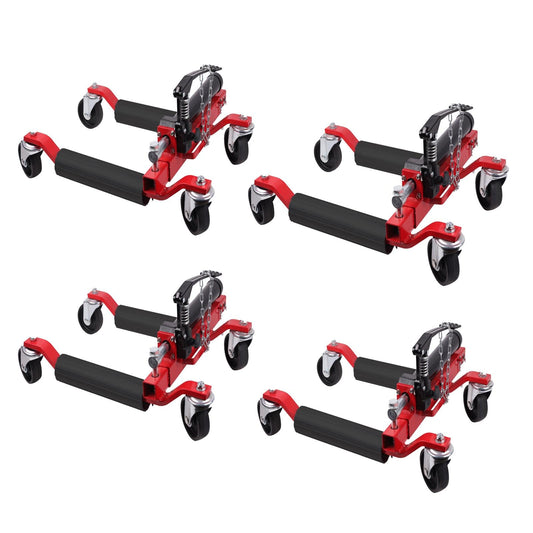 Garvee Car Wheel Dolly Jack Set of 4, 6000 LBS Capacity Hydraulic Vehicle Tire Skates with Foot Pedal & Swivel Casters for Auto Repair, Garage, Workshop, Towing (Fits 12 in Wide Tires)