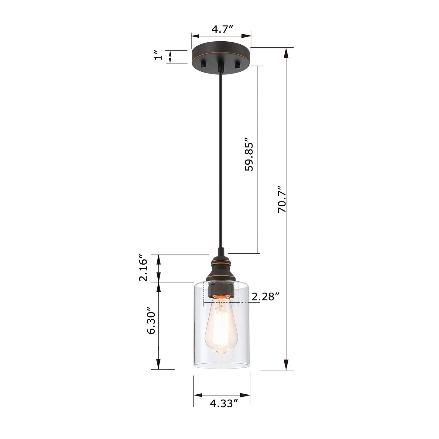 WISBEAM Pendant Lighting Fixture, Metal, Bronze, E26 Base, Max 60W, ETL Rated, 3-Pack, Model WS-PDL004