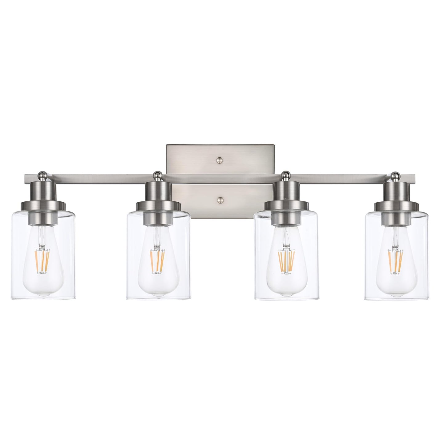 Wanluce 4 Light Track Lighting Fixtures Ceiling Kitchen Track Lighting Kit Brushed Nickel Bathroom Tracking Vanity Lights With Clear Glass Shade  Rotatable Spotlight For Accent Task Wall Art Hallway