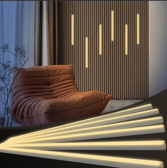 Hamrvl Led Recessed Lighting For Wood Slat Wall Panels - Dc12V 6Pcs 16In Self-Adhesive Wall Panel Lights With Smart Switch For Acoustic Panel Headboard Stair Under Cabinet Lighting - Warm White 3000K