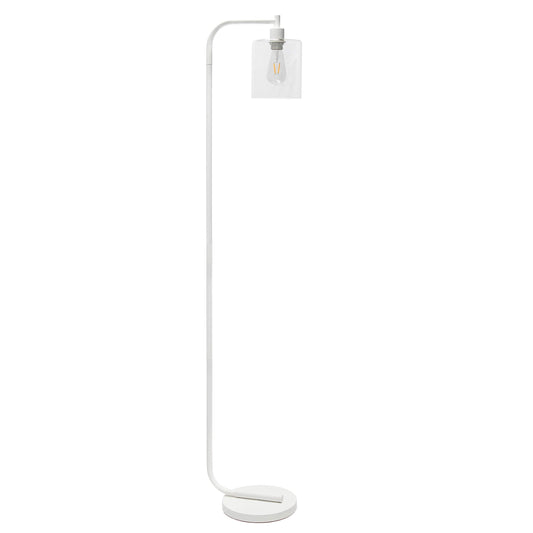 Simple Designs Floor Lamp - Antique Style Industrial Iron Lantern, White, 12 x 10 x 63, Model LF1036-WHT