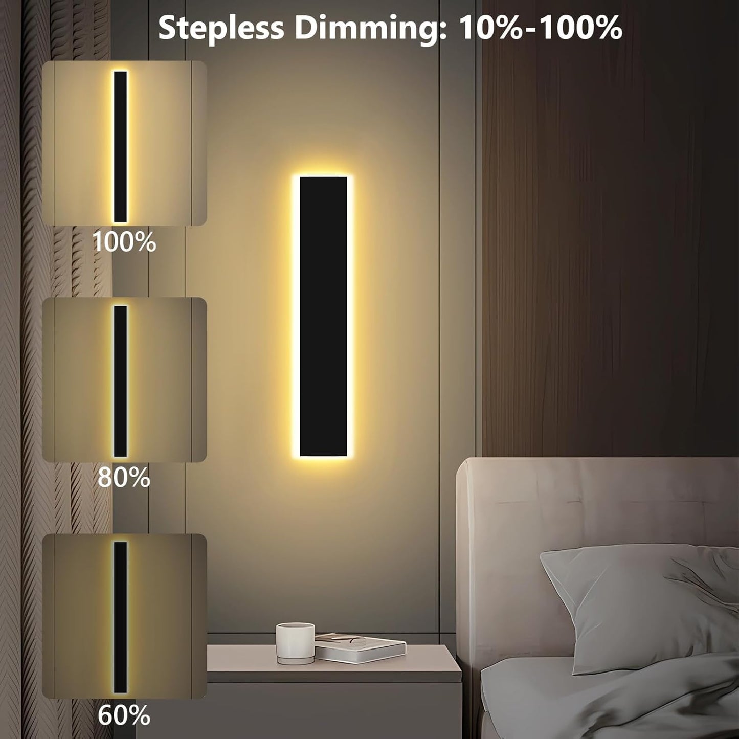 Pedforn 24In Modern Outdoor Wall Light  Ip65 Waterproof Outdoor Wall Sconce  3000K-6000K Dimmable Led Black Garage Lights  Exterior Wall Lighting  Anti-Rust Linear Long Outdoor Light