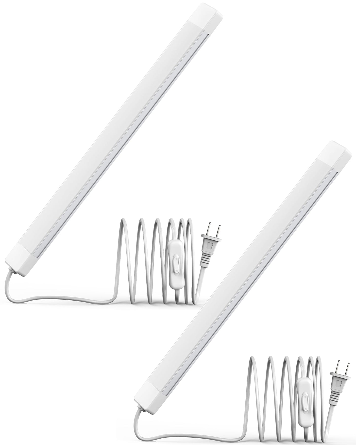 Asoko 16 Inch Under Cabinet Lights Plug And Play Under Counter Lighting 6000K Cool White With 700Lm Bright Etl Light Bar With On/Off Switch For Kitchen  Desk Workbench-2 Pack
