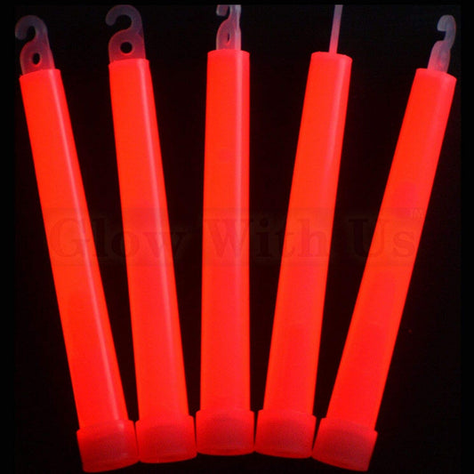 Glow With Us Glow Sticks Bulk, 1200 Industrial Grade Red Light Sticks, 6”, 12-14 Hours Glow Time, 3-Year Shelf Life