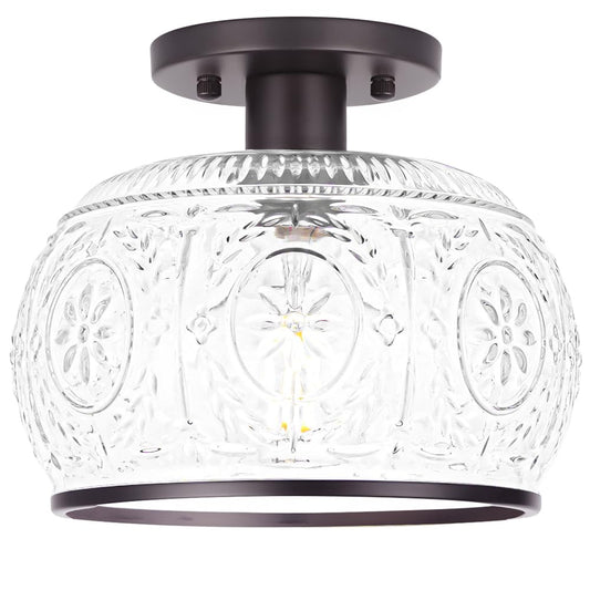 Oiyio Orb Semi Flush Mount Ceiling Light With Clear Globe Glass  Modern Hallway Lighting Fixtures  Vintage Ceiling Light For Kitchen  Bedroom  Closet  Entryway  Porch