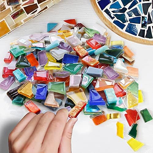 1.1lb Irregular Crystal Mosaic Tiles,Small Mosaic Tile DIY Hobbies Children Handmade Crystal Craft for Crafts Bulk DIY Picture Frames Handmade Jewelry Coaster (Gray Series)