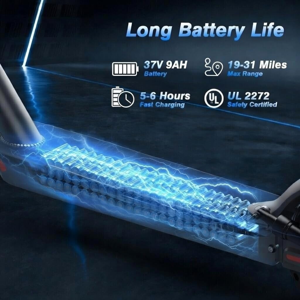 Electric Scooter Adults with Dual Suspension 10" Solid Tires Max 22Mph 500W Motor 30 Miles Range Dual Braking System Portable & Foldable E Scooter for Commuting Travel and Campus Use