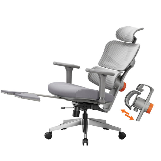 Newtral Office Chair Ergonomic - Home Office Desk Chair, Big and Tall Office Chair, Auto-Following Lumbar Support for Back Pain, Adjustable Seat Depth and Height (with Footrest, Gray)