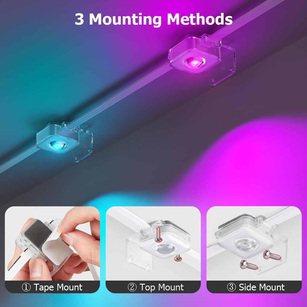 100Ft Permanent Outdoor Light  Smart Rgb Plus Ic Outside Lights For House  App/Remote Control String Light  Work With Alexa  Ip67 Waterproof Led Strip For Daily Party Christmas All Holiday Decor