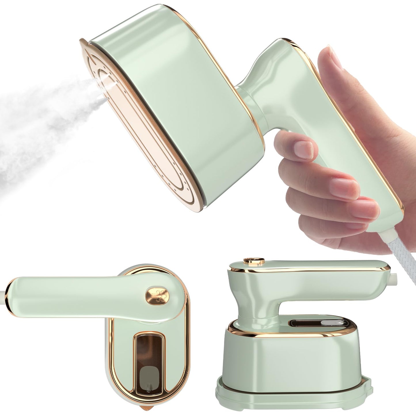 Travel Steamer Iron for Clothes Mini - Portable Ironing Machine Travel Small Size Portable Steamer Travel College Dorm Home Essentials Steamer for Clothes(White)