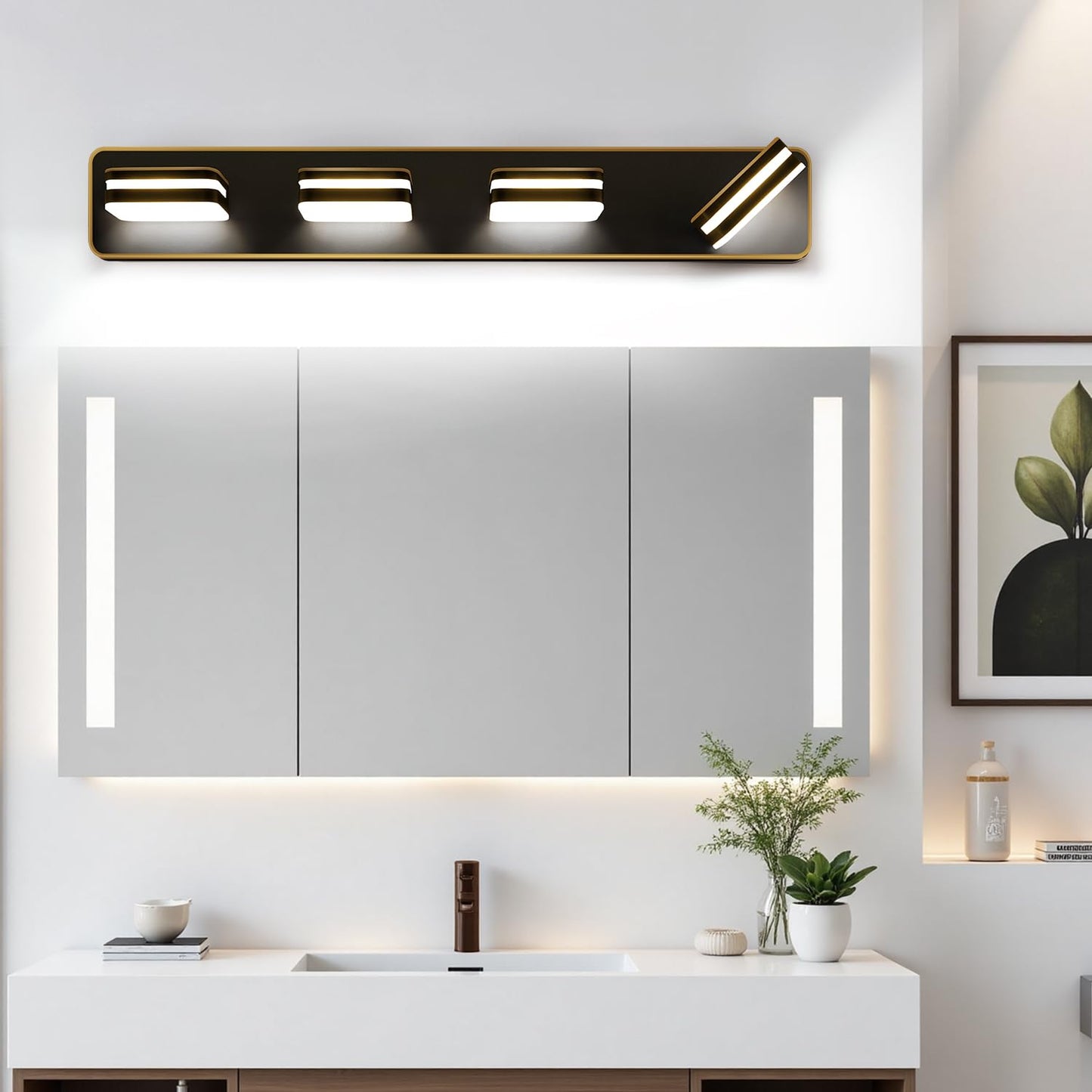 1600Lm Led Modern Bathroom Vanity Light Fixtures  360?Rotate Acrylic Brown And Gold Vanity Lights For Bathroom  Modern Wall Lighting Fixtures Over Mirror Kitchen Living (Natural White Light 5000K)
