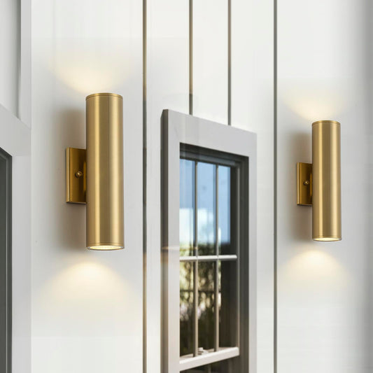 Zicbol 2 Packs Up And Down Lights Outdoor Wall Light Fixture 11.8 Gold Outdoor Sconces Wall Lighting Mount On House Porch & Patio Garage Entrance