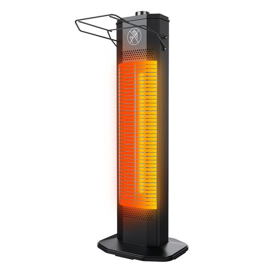 Outdoor Electric Patio Heater, 27-inch Infrared Tower Heater with 1200W Instant Heating, IPX5 Waterproof, Tip-Over & Overheat Protection, Space Heater for Patio Garage Workshop Indoor & Outdoor Use