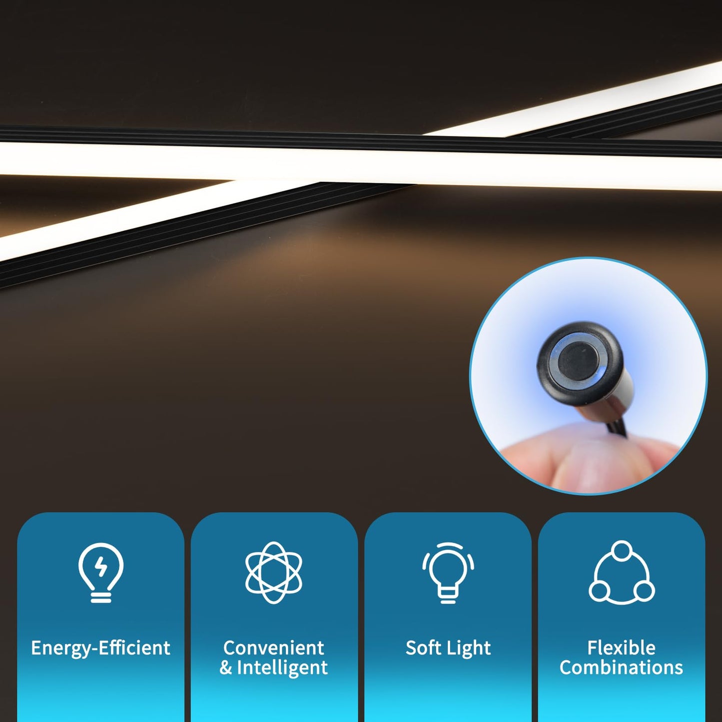 Art3D Led Recessed Lighting Kit - 6Pcs Self-Adhesive White Led Light With Smart Switch  3000K Touching Switch Light For Wood Slat Wall Panels  Headboards  Stairs  Home Decor  Under Cabinet Strip Light