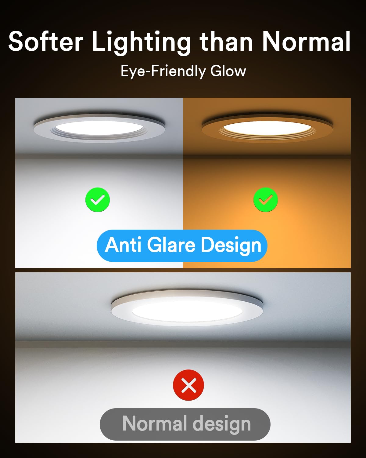 Lumary 6 Inch Smart Wifi Recessed Lighting  Rgbww Canless Led Wafer Downlight  13W 1000Lm Color Changing  Ultra-Thin W/Anti-Glare Baffle  Compatible With Alexa/Google/Remote-Included  1Pc