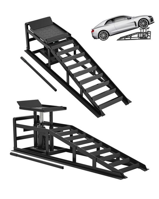 Hydraulic Car Ramps 5 T 11000 LBS, 2 Pack Heavy Duty Steel Car Ramps Lift Height 11.61 in-16.21 in, Low Profile Car Lift Service Ramps Truck Trailer Garage