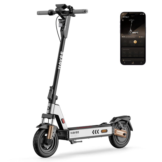 NAVEE G5 Pro Electric Scooter for Adults, Folding E Scooter with 800W Motor 20 mph Top Speed, Max 34 Miles Long Range, 10'' Solid Tires Commuting Scooters with Dual Brakes Suspension System, APP