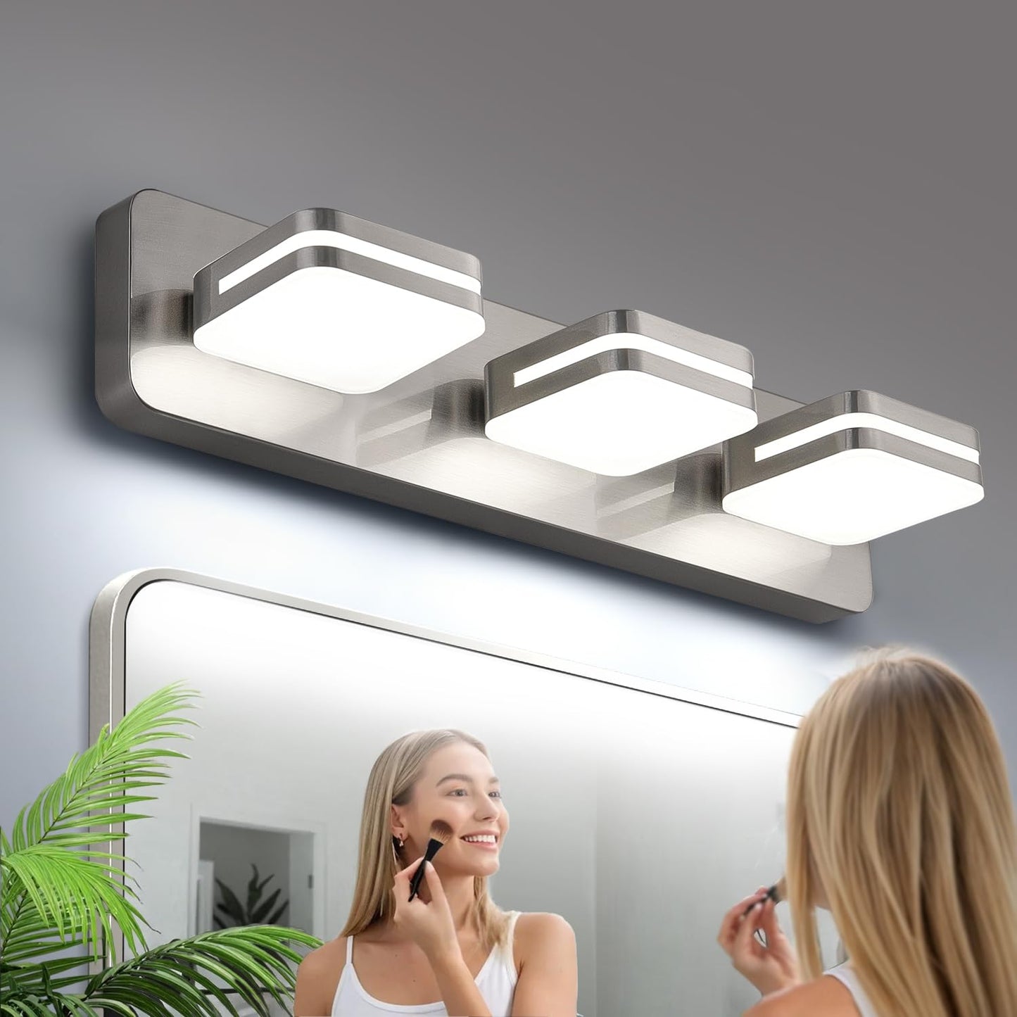 1300Lm Led Modern Bathroom Vanity Light Fixtures  360?Rotate Acrylic Brushed Nickel Vanity Lights For Bathroom  Modern Wall Lighting Fixtures Over Mirror Kitchen Living (Natural White Light 5000K)