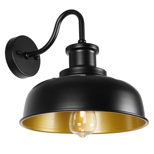 Diyel Solar Barn Light For Outside  Gooseneck Outdoor Wall Lights Solar Powered  Farmhouse Exterior Wall Sconce  Industrial Outside Lighting Fixture  Rustic Lantern For Garage  Barn  Shed  Rzsr007 Bk