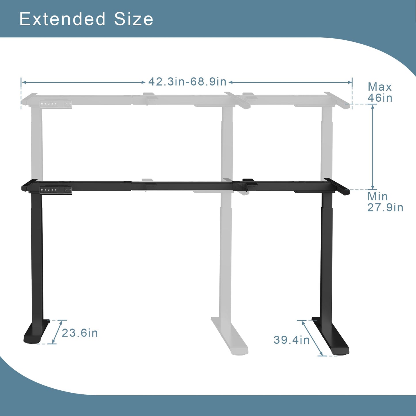 Fromann Standing Desk Frame Electric Height Adjustable Desk Legs Sit Stand Up Table Base Dual Motor L Shaped Corner with USB for Home and Office (Black)